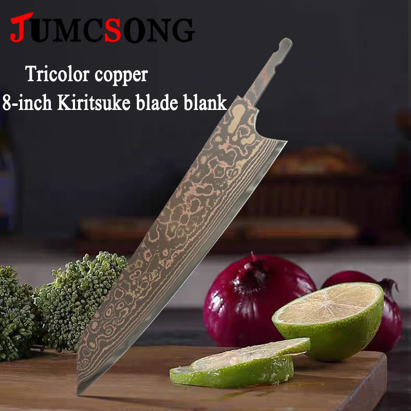 Kitchen Gadgets Website - JUMCSONG Dreifarbige Kupfer-Kiritsuke-Klinge Rohling mit VG10