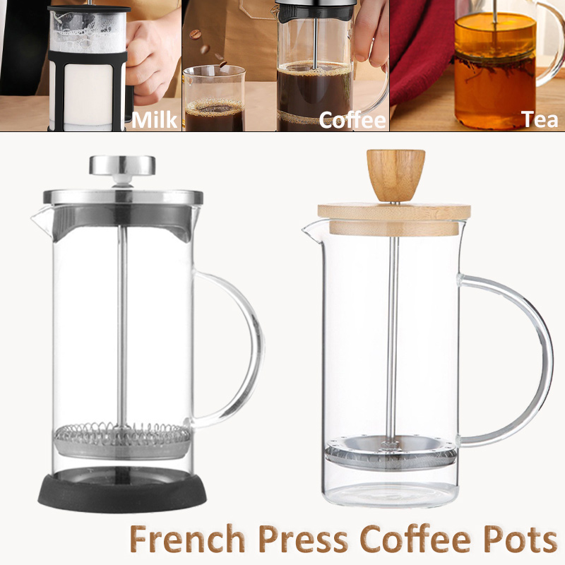 French Press Coffee Maker - 350–1000 ml französische Presse Kaffeekanne, Edelstahl-Glas-Kaffeemaschine,