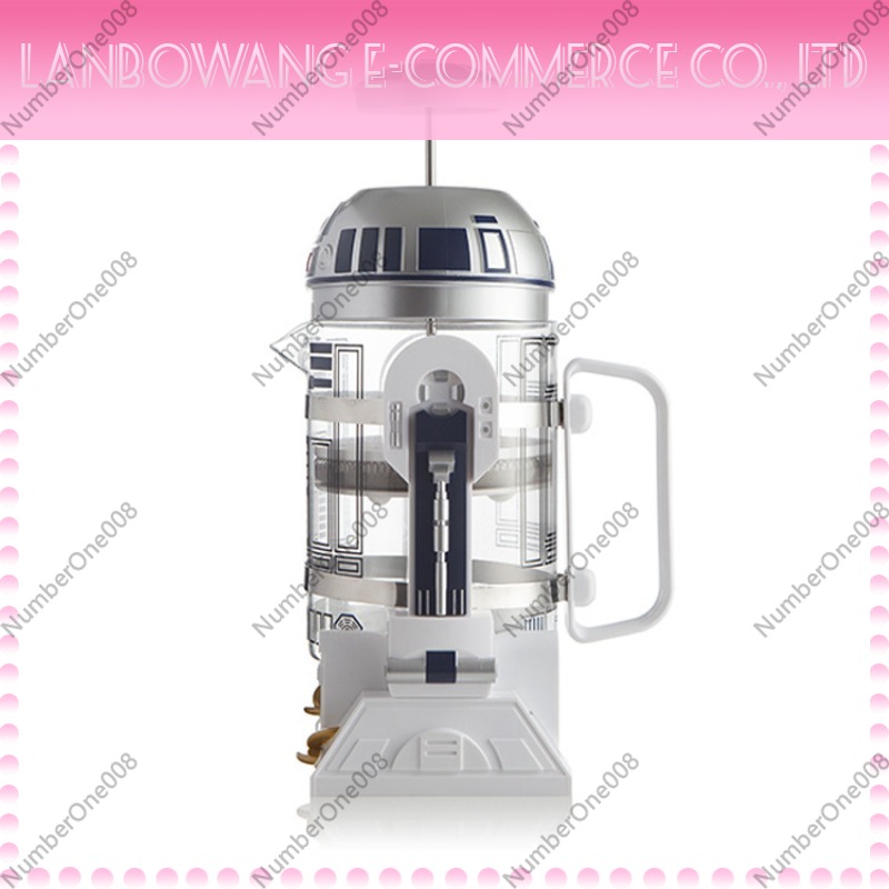 French Press Coffee Maker - Kreative R2D2-Roboterförmige Mini-Handfilter-Kaffeemaschine, isolierte Kaffeekanne, French-Press-Kanne